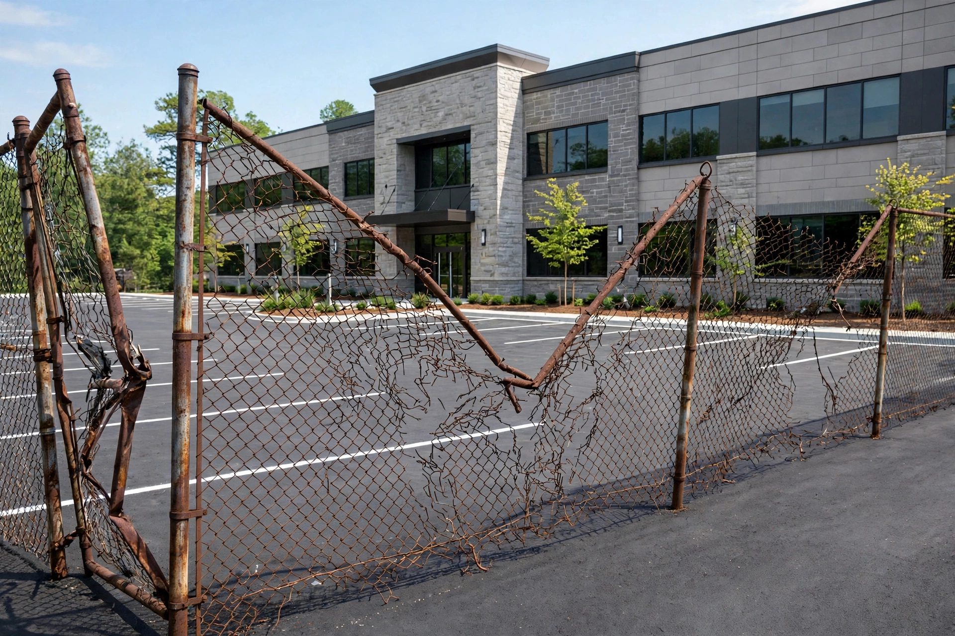 Before photo,  Commercial Fence Installation in Somerset, by Bowie Fence Company